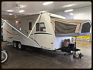 02 White RV Camper Travel Trailer Jayco KIWI 23B Motor Home Pop Up Tent Fold Out