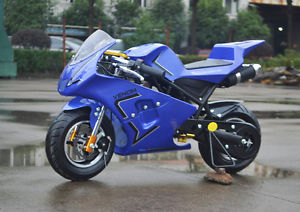 FREE SHIP BNIB 49cc GAS PREMIUM Pocket Bike 2-Stroke BLUE Super 50cc Mini Moto