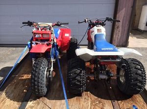 TWO Honda atc with trailer! 1985 350x 200x Vintage mx three wheeler dirt bike