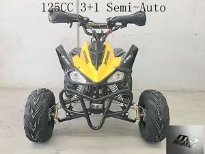 125CC ATV Quad Dirt Bike 4 Wheel Buggy Semi Auto 3+1 Sports Go kart yellow