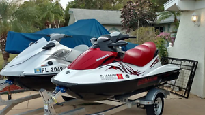 2012 Yamaha VX Cruiser and 2008 GTI SE 130 Seadoo on new Triton double trailer