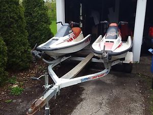2 yamaha waverunners 1988 & 1989 w/Shoreland'r HD double pwc trailer jetski