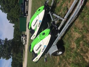 2 Kawasaki stand up jet skis for sale with trailer