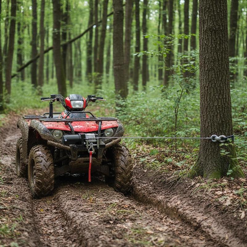 Electric winch, 3000 lb pulling force, 12 V DC for ATV/UTV, with Φ3/16 in x 39 ft steel cable, roller rope guide, cable remote control, IP55 water resistance, ideal for UTV ATV off-road recovery - AliExpress 201355758 image 1