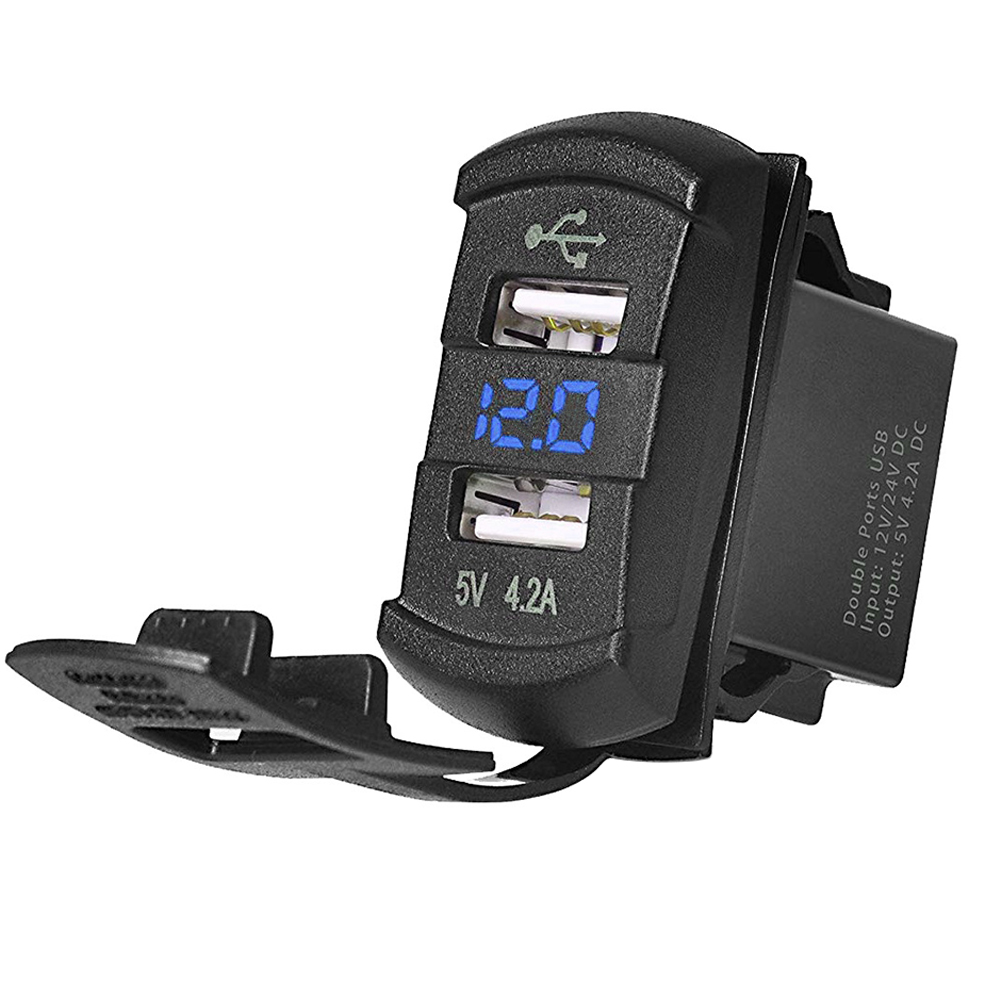 5V 4.2A Universal LED Car Charger Dual USB Switch For Can-AM Maverick X3 For Polaris RZR 1000 800 900 XP Ranger For Boat UTV ATV - AliExpress 201355758 image 1