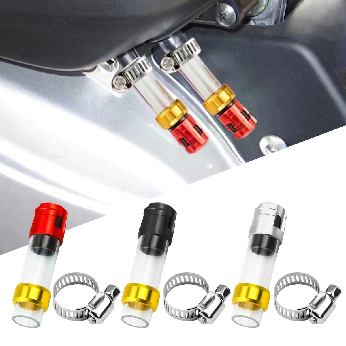 CLICK Motorcycle Air Filter Drain Tube Head Use CNC Alloy Motor ATV UTV Accessories Aluminum Alloy Head Plug Gas Exhaust - AliExpress 201355758 image 1
