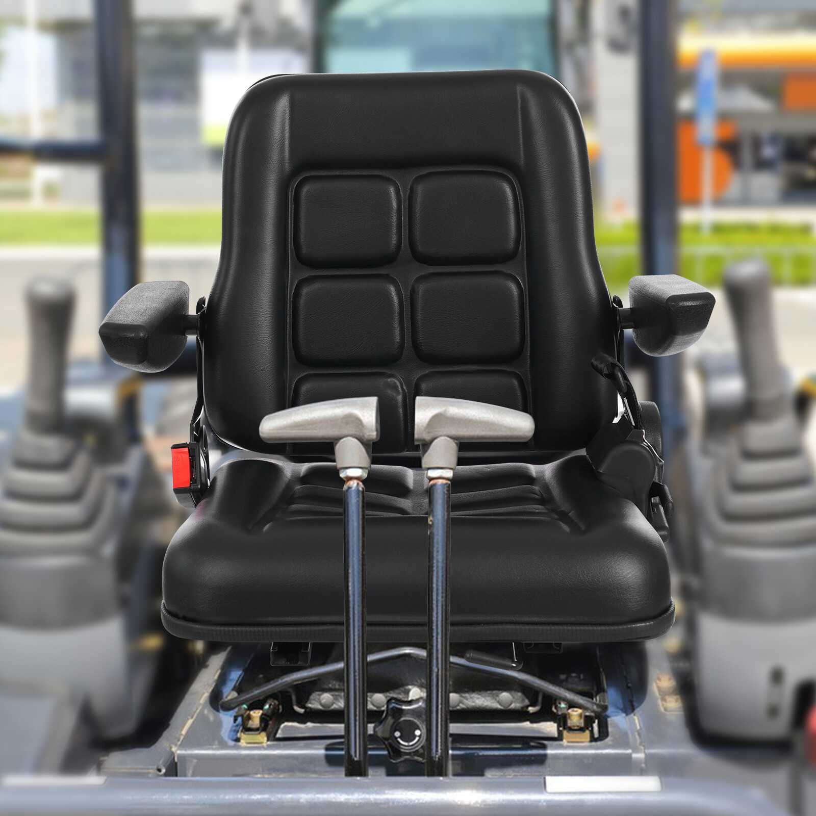 Ergonomic Forklift Seat with Adjustable Backrest Armrests & Safety Belt PVC Leather Comfortable for UTVs ATVs Tractors - AliExpress 201355758 image 1