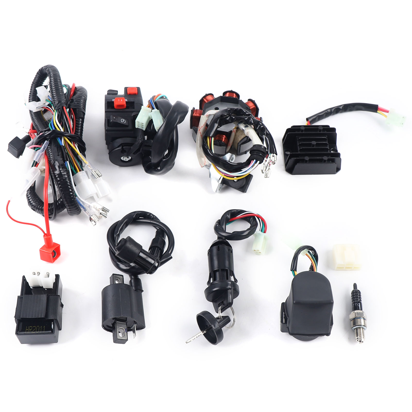 New Complete Electric Wiring Harness Kit with Rectifier CDI Spark Plug Ignition Coil for Motorcycle ATV QUAD 125-250CC - AliExpress 201355758 image 1